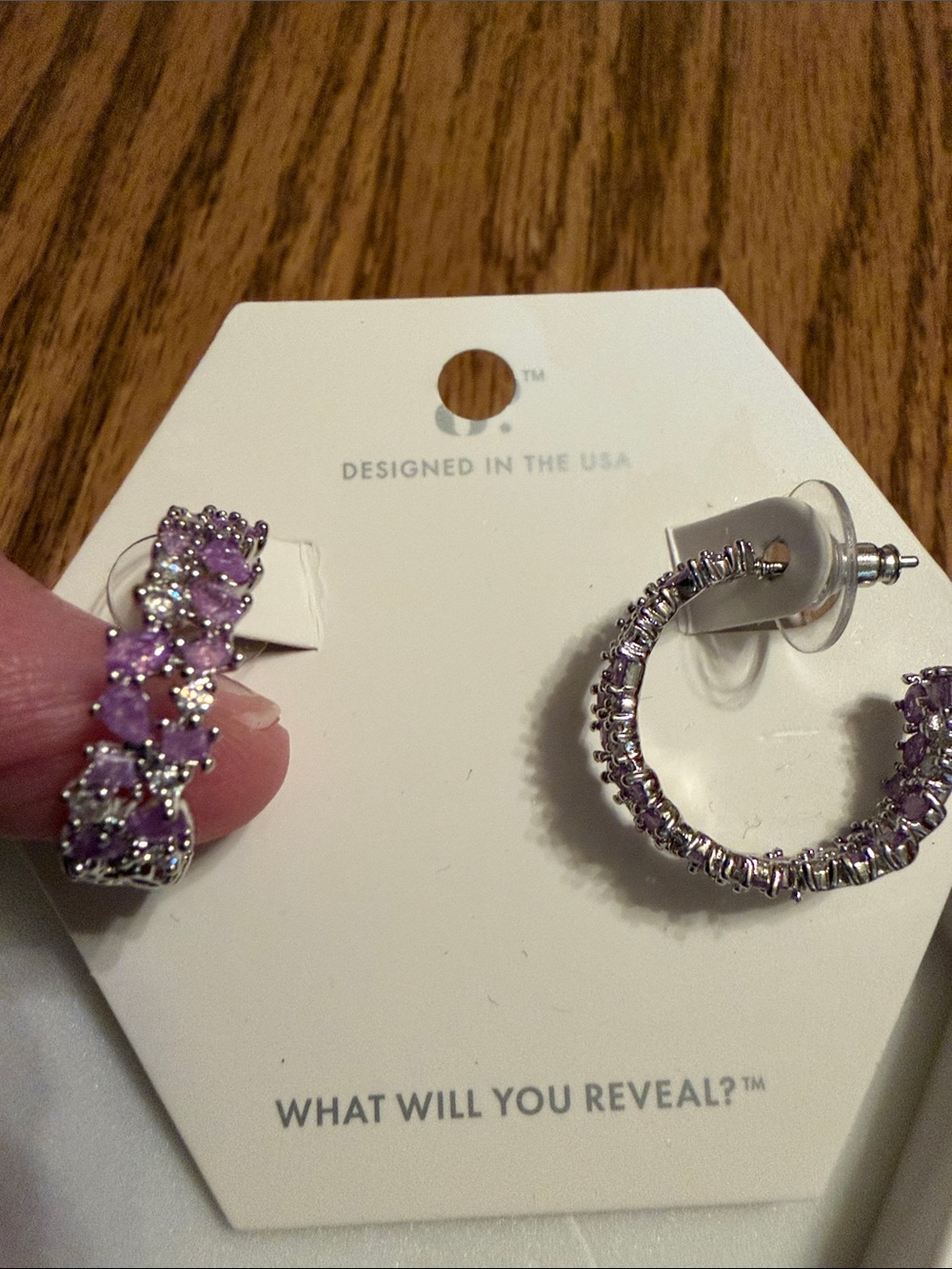 Lavender Crystal Hoop Earrings — Designed in the USA